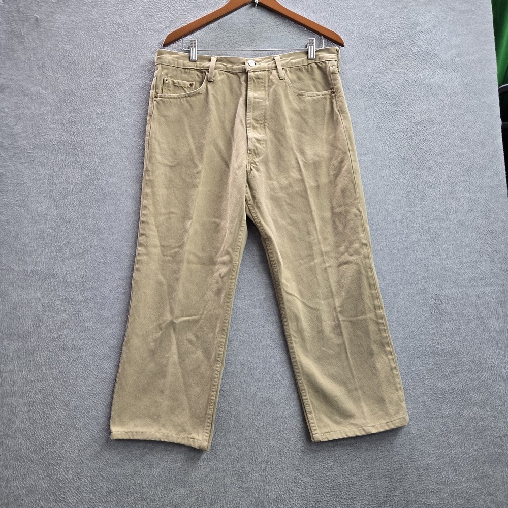 VINTAGE Levi's 501 Men Jeans 36X32 Khaki Original Fit Straight Twill 24" READ